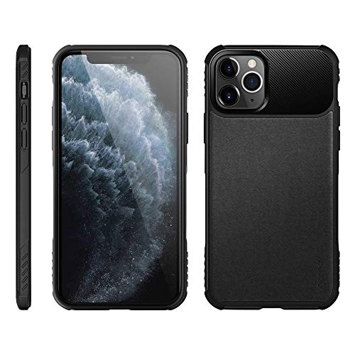 Capa Carbon protetora para iPhone 11 Pro, lateral emborrachada flexível, antideslizante, Preto, IPS1