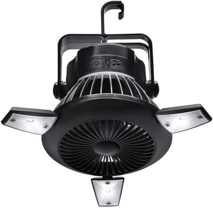 Yuly Camping Fan with LED Lights Tent Fan with Hanging Hook Rechargeable Battery Operated Handy Fan for Home and Camping Personal Air Mini Space