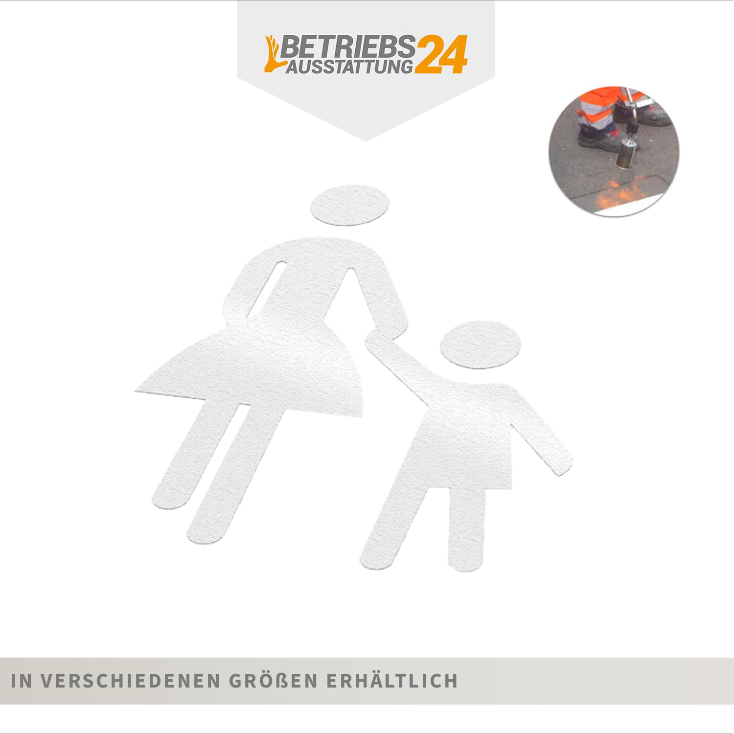 Thermoplastische Bodenmarkierung - Fußgänger Gehweg - Farbe: Weiß - Größe: 66,5 x 100,0 cm - Zur Kennzeichnung von Pflastersteinen und Parkplätzen