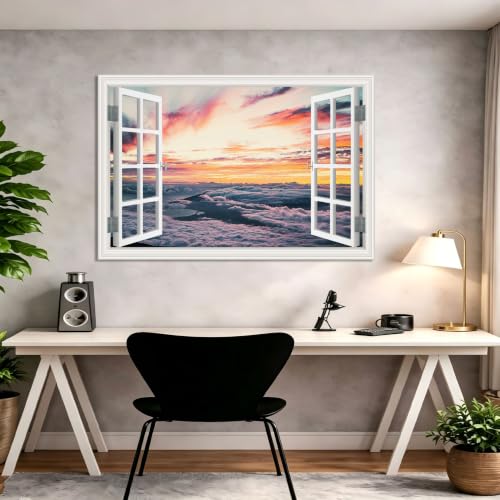 Cuadro lienzo efecto ventana de montañas nevadas que amplía visualmente tus espacios 4