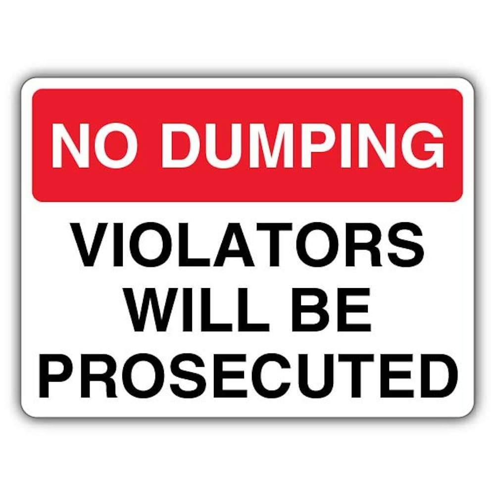 V Safety No Dumping Violators Will Be Prosecuted Safety Sign - 400 x 300 mm - RA1 Reflective 3mm Aluminium Composite
