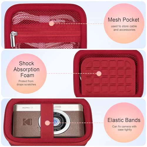 Funda rígida para cámara digital Kodak PIXPRO C1 roja miniatura 3
