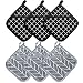 DXRPO Manoplas Horno, Guantes Horno Profesional Resistentes al Calor 550 ℉, Guantes Para Horno de Algodón Reciclado Relleno, Manoplas Cocina Para Cocinar y Hornear, 18cm x 18cm, 3PCS Gris y 3PCS Negro