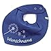 HALSTUCH PUSTEBLUME mit Namen oder Text personalisiert taubenblau für Baby oder Kind