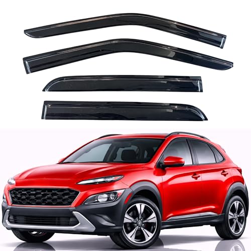 Image of KPY Rain Guards Fit for 2018-2023 Hyundai Kona, Out-Channel Window Visors Vent Wind Deflectors 4PC, Car Accessories for 18-23 Kona