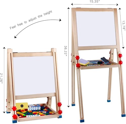 Galadim Wooden Art Easel For Kids (Double Sided) - Standing Magnetic Whiteboard Chalkboard Small Toddler Toys Gd-048-A #TOP1