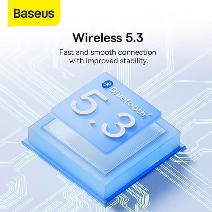 Graphic representing Bluetooth 5.3 connectivity for Baseus Bowie EZ10 earbuds