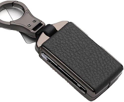 ontto Llavero de cuero para llavero de metal sin llave, apto para Volvo XC60 XC90 XC40 S90 V90 negro (1 funda de llave y 1 llavero)