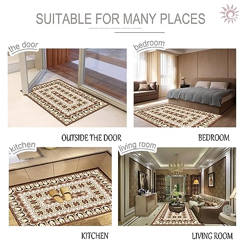 Alfombra de pasillo 60x180 cm marrón lavable con base antideslizante 4
