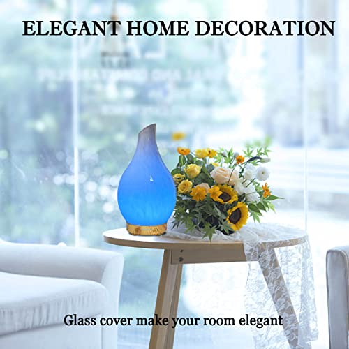 Glass Essential Oil Diffuser, 100Ml Cool Mist Humidifier Aromatherapy Diffuser For Essential Oils 7 Colors Night Light Timer Ultrasonic Aroma Diffuser Auto-Off Protection For Home (White) #TOP3