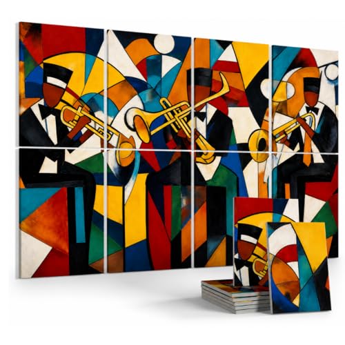 Image of Timber Acoustics Acoustic Art Wall Panels for Music Studio, 48 inchx32 inch PET Felt Sound Absorbing & Noise Reduction Panels for Wall, Acoustic Panels for Music Studio, (Abstract Jazz Band, Set of 8)