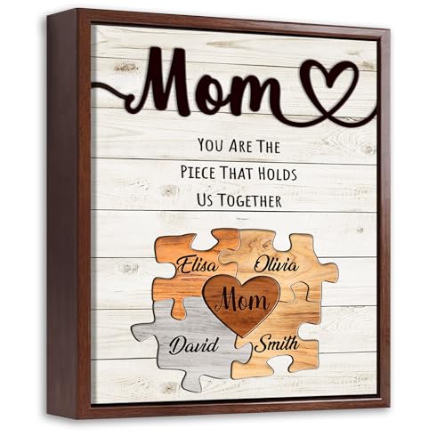 Personalized Mothers Day Idea Gifts for Mom from Daughter Son Kids Husband Custom Puzzles Sign Canvas Prints with Names for Mom Nana Grandma Customized Mothers Day Birthday Wall Art Decoration Gift