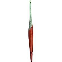 Divit Shilp Alpha Ergonomic Handle Crochet Hooks | Handcrafted 7  Resin Crochet Hook Knitting Needle, Craft Yarn Weave | Best Gift! Green, Wood Mix, 8 mm
