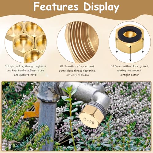 Miniatura 4 de 6 Pcs Tapón De Latón 1 2 Rosca, Tapón Hembra Latón 1 2 , Tapa Ciega G1 2 , Tapones De Manguera Hexagonales De Tubería G1 2 Ø19 Mm Para Tapón De Tubería Radiadores Agua De Jardín