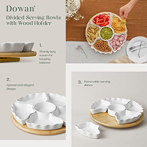 Dowan 360° Rotatable Serving Tray And Platters, 12 Inch Divided Serving Bowls For Party, Kitchen Decor, Removable Serving Dishes For Chips And Dip, Fruit thumb #4