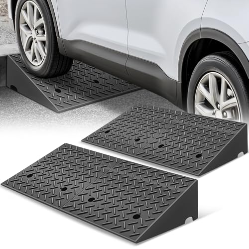 Auto Dynasty Rubber Curb Ramps, 7.9" Lift Height Curbside Driveway Ramp, 4410 LBS/2T Capacity Sidewalk Curb Ramp for Cars Trucks Bikes Motorcycles Wheelchairs, 2 Pack