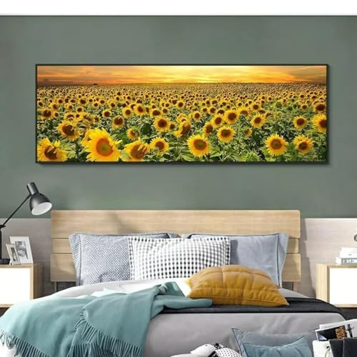Impression sur toile de tournesol 45x135cm avec cadre pour mur vide