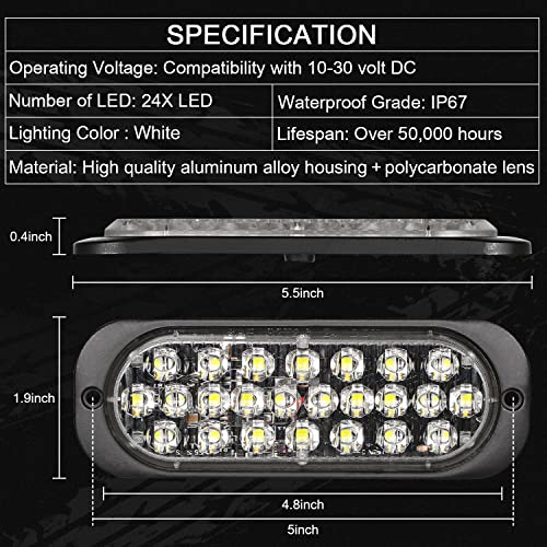 Linkitom White Oval Aluminum Housing Ultra Slim Reverse Trailer Tail Light Kit, 24-Led Back Up Tail Lights For Boat Trailer Truck Rv [Surface Mount] [Dot Certified] [Ip67] #TOP5