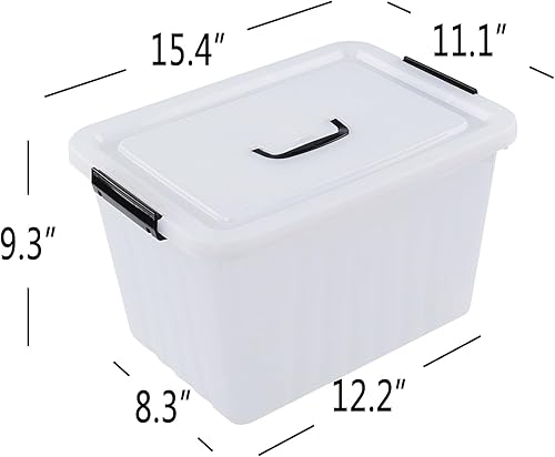 Miniatura 2 de Wekioger Caja de plástico transparente de 22 cuartos con tapa, contenedor de almacenamiento con asa, juego de 4