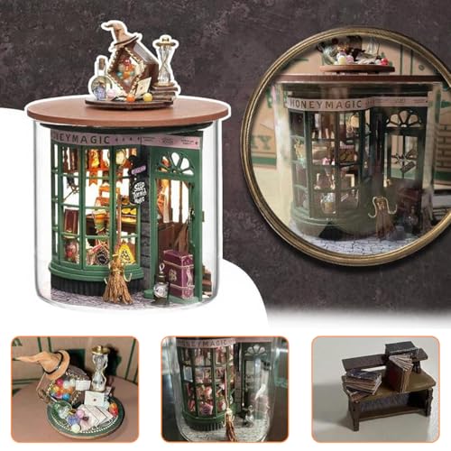 Image of PATPAT Robotime DIY Mini Hogsmeade's Sweet Shop Craft Kit with Built-in Lighting and Dustproof Cover for Home Decoration and Gifts,Complete Creative Handmade Model Set for Hobbyists Beginners