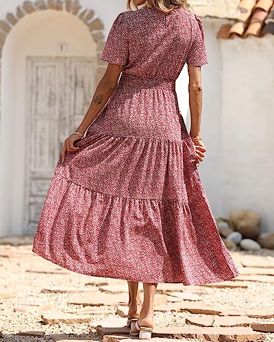 Image of PRETTYGARDEN Women's Casual Smocked Boho Floral A-Line Maxi Dress 2026