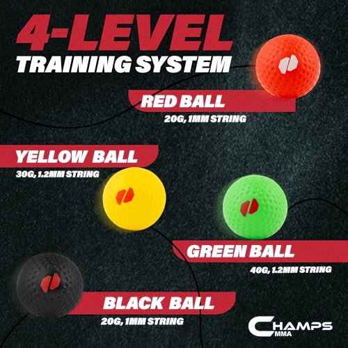 Image of Champs MMA Boxing Reflex Ball Set with Punch Counter App - Hand-Eye Coordination & Speed Training Kit