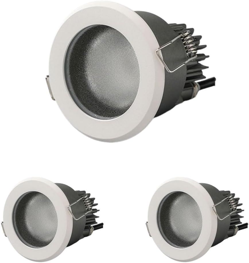 Waterproof Embedded Led，3.3 Inch， Ip65 Waterproof Ultra-Thin 8W/12W Downlight CRI 90 Shower Spot Light 3000K/4000K/5000K Baffle Trim for Living Room Bathroom/12W/4000K