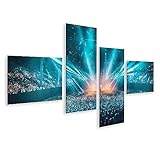 Taille: 150x80cm - 4 Panneaux islandburner Tableau sur Toile Concert de Rock Grande Salle Grand Public Spectacle de lumière Festival Cadre Affiche Poster Murale Tableaux