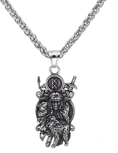 GuoShuang Collar vikingo con panel nórdico de valquiria freya para hombre, regalo vikingo, joyería colgante vikinga de acero inoxidable, Acero