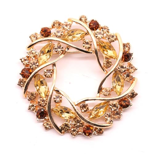 Image of Colorful Rhinestone Crystal Sunflower Brooch Pin for Women Dress Hat Decoration