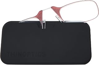 ThinOptics Universal Pod Rectangular Reading Glasses, Brown Frames/Black Case, 2 x + 2