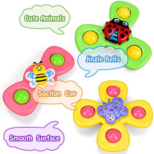 Suction Cup Fidget Spinner for Babies,Suction Cup Spinner Toys Baby Toys for Toddlers Kids 1 2 3 Year Olds Boys Girls Bath Toys for 1-7 Baby Sensory Toys for 6-12 Months with Rotating Suction Cup