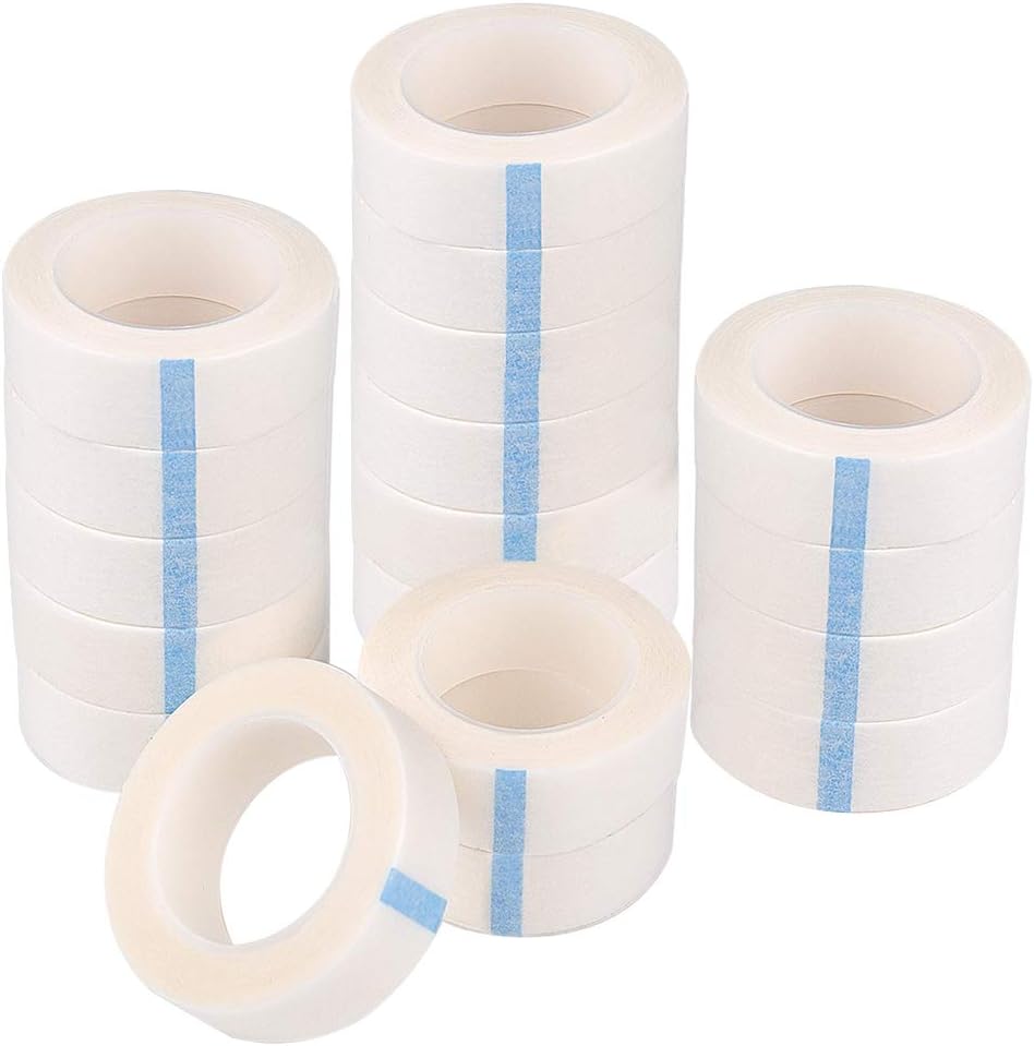 TUPARKA 18 Pack Eyelash Tape White Paper Fabric Tape for Eyelash Extension Supply, 0.5 Inch x 10 Yard Each Roll