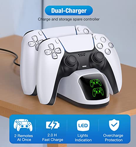 Ps5 Controller Charging Station For Playstation 5 Dualsense Controller With Dual Stand Charger Dock, Upgrade Ps5 Controller Charger Accessories Incl. Fast Charging Cable, Ps5 Charging Station White #TOP1