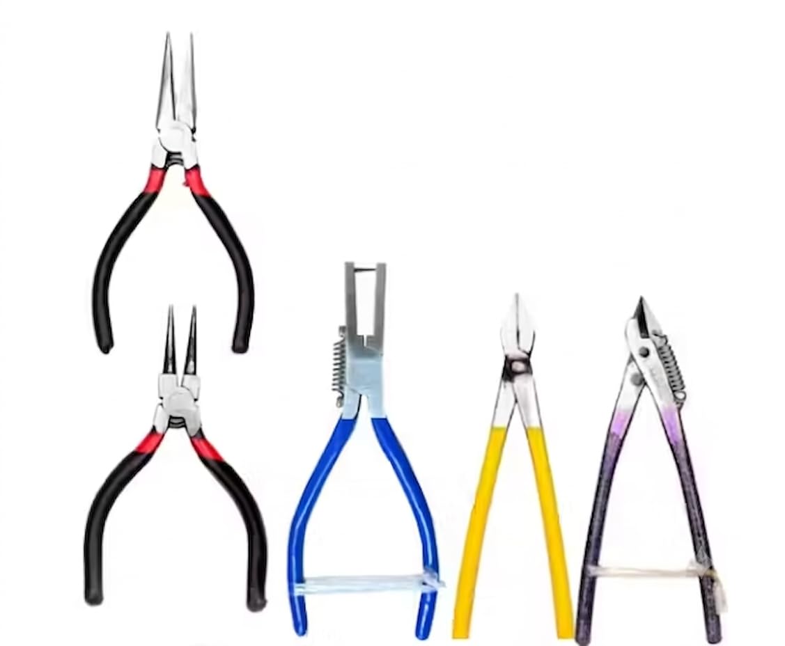 SN Tools Jewelry Making Pliers Set of 5 tools (flate&round nose hole plier sandasi cutter) b-image-43