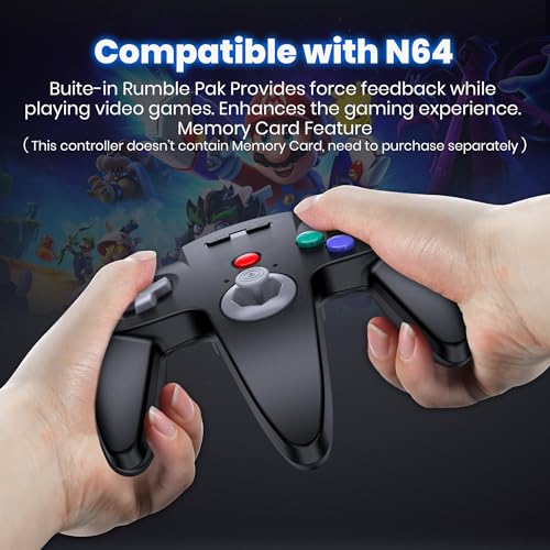 Image of SAFFUN Wireless N64 Controller Made for Switch 1 & 2, N64 Console, (Black)
