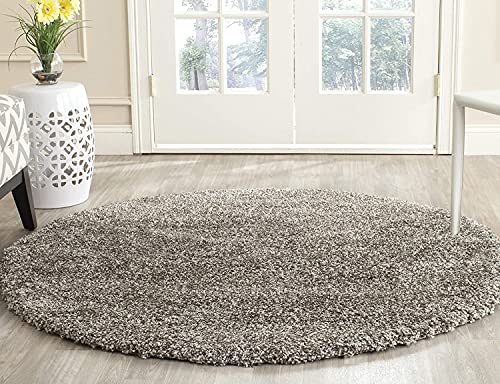 Image of CD Carpet Anti Slip Shaggy Fluffy Fur Rugs and Carpet for Living Room Bedroom Kids Room Plain Circle Carpets for Home with 2 Inch Thickness (Color D /Grey Size 3x3 Feet Round)