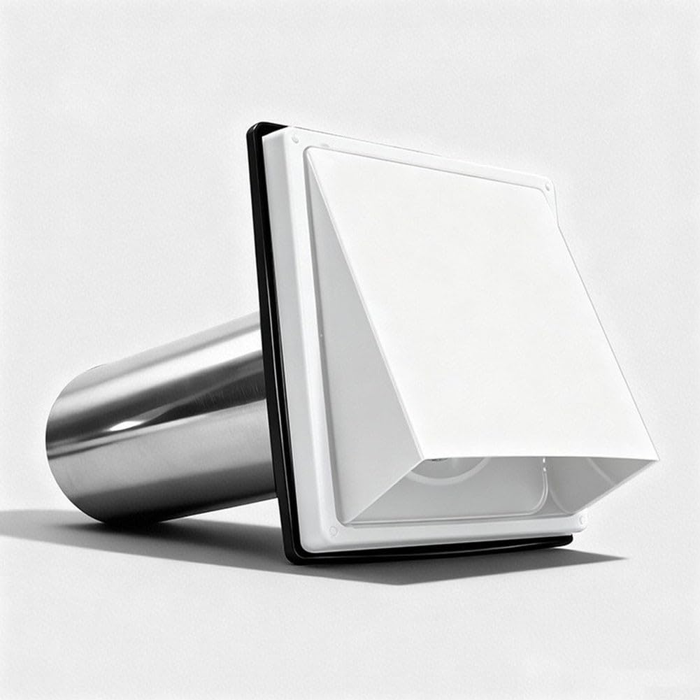 Griglia di ventilazione in acciaio inox, 280 x 190 mm, con rete anti-insetti, resistente alle intemperie, per asciugatrice e scarico del bagno (diametro 150 cm, lunghezza 200 cm, con guarnizione)