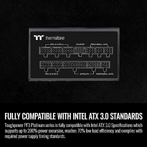 Image of Thermaltake Toughpower PF3 ATX 3.0 1200W 80+ Platinum Full Modular SLI /Crossfire Ready Power Supply; PCIe 5.0 12VHPWR Connector Included; 10 Year Warranty; PS-TPD-1200FNFAPU-L