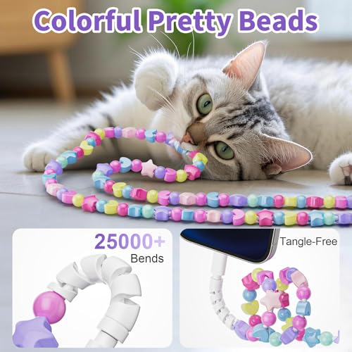 Image of VOFUOE USB C Cable for iPhone 17 Charging Cable Star Beads Charging Cord Extra Long 6.6FT Fast Charging USB A to Type C for Girls Women for iPhone 16 /15, for Galaxy S25, for iPad A16-Colorful