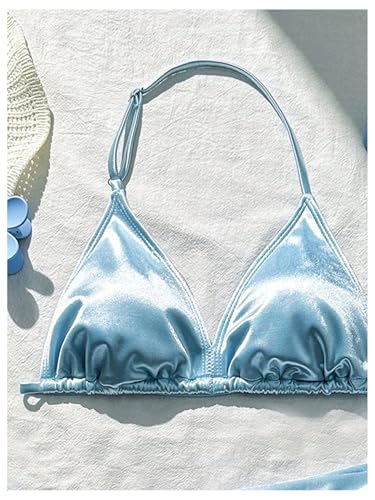 Image of SOLY HUX Girl's Summer Swimsuit Set Floral Halter Triangle Bikini Set with Wrap Skirts Beachwear