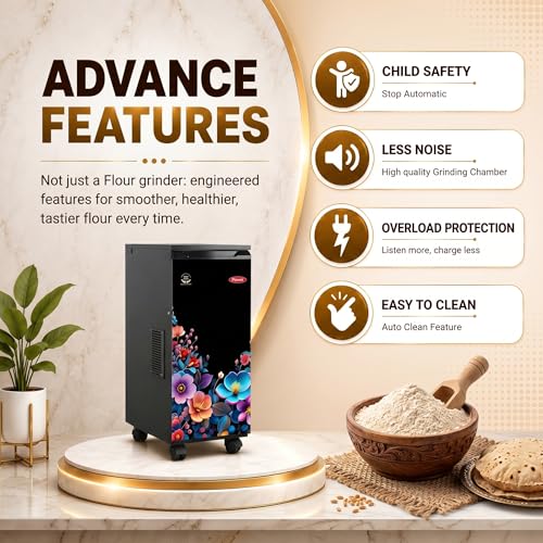 Image of ShreejiFine Smart Grain Plus Atta Chakki 2026 | SS 6-Blade Rotor | Lifetime Chamber Warranty | Micro Processor | Low Noise | Auto Grain Sensing | Multi Grain Chakki Machine for Home