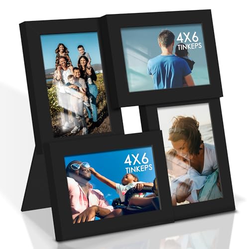 Tinkeps Collage Picture Frames 4 Frames for 4x6 Photos 6x4 Photo Frames Multiple Pictures for Wall Multi Photo Frames for wall Black
