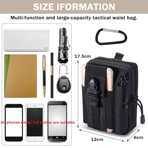 HTTDSLF Bolsa Cintura Táctica, Bolsa de Cintura Táctica, Bolso Cinturón Táctica Militar Compacta, para Acampar, Senderismo, Ciclismo, Escalada y Viajes, Poliéster - imagen 2