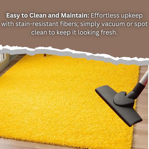 Image of Naze Modern Geometric Area Rug, Shag Texture, Multi-Colour Pattern with Extra Softness and Smooth, Silky Feel, for Living Room Carpet, Etc.clr-Yellow,1, Size 3x5 feet