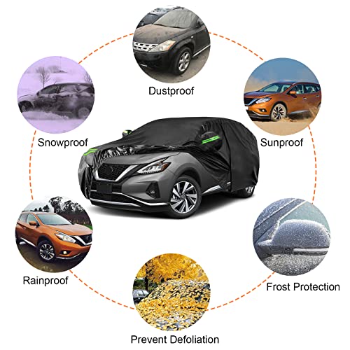 Image of Waterproof Car Covers Replace for 2003-2025 Nissan Murano, 6 Layers All Weather Custom-fit Car Cover with Zipper Door & Windproof Bands for Snow Rain Dust Hail Protection (Murano)