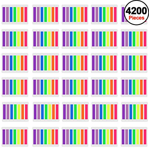 SIQUK 4200 Pieces Flag Tabs Colored Page Markers Sticky Index Tabs Neon Note