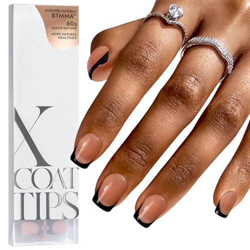 BTArtboxnails XCOATTIPS Solid Nail Glue Gel Black French Tip Nails