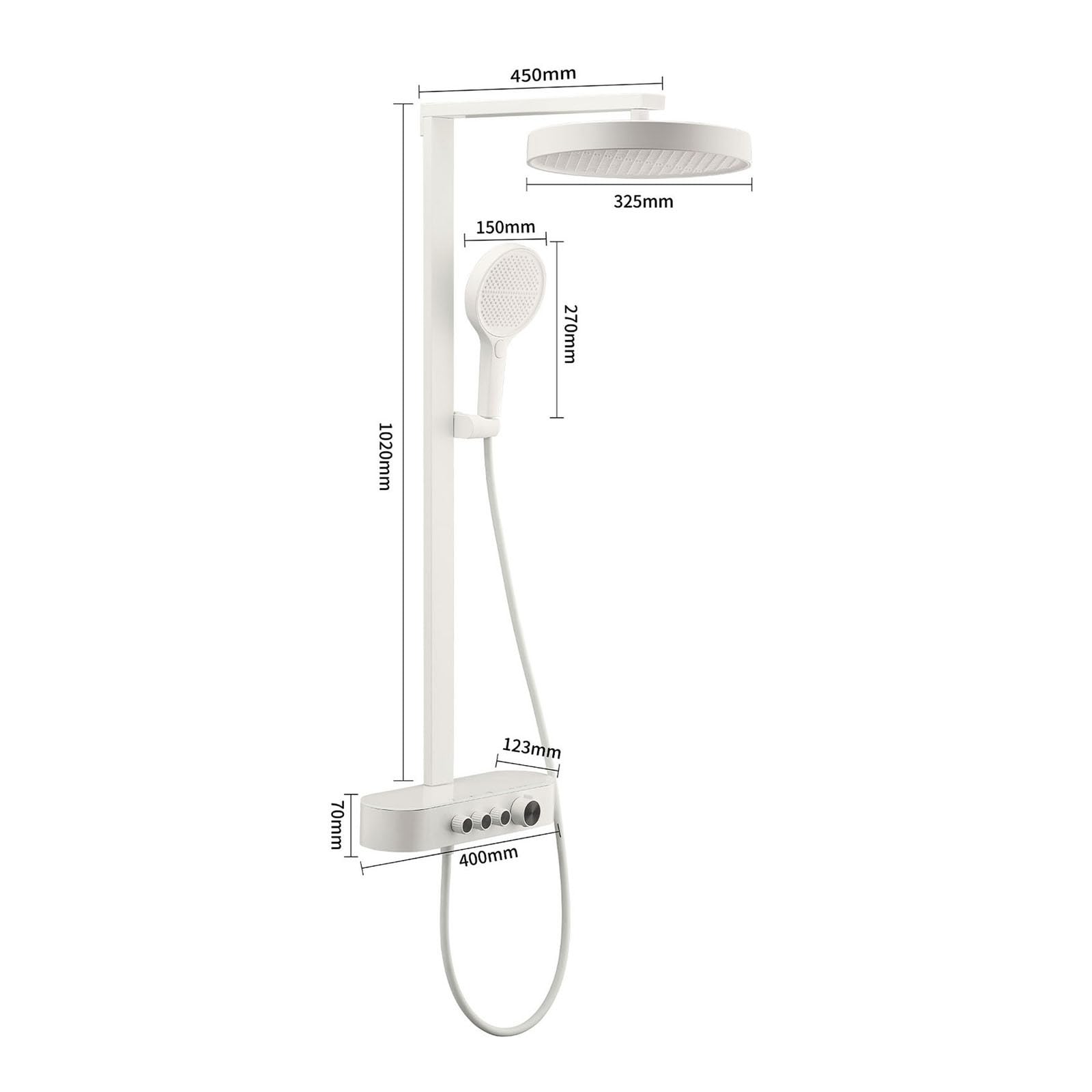 columna de ducha exterior para pared Interruptor de Perilla gris Pistola
