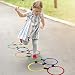 Hopscotch Ring Game - 13 inch - Best Outside Toys to Play for Boys Girls and Kids. 10 Pieces Multi-Colored Plastic Rings and 15 Connectors. Fun Indoor, Outdoor, Summer, Beach, Church and School